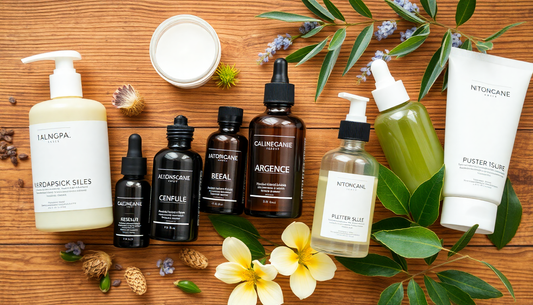 Woman surrounded by natural botanicals embracing her natural elegance and authentic beauty