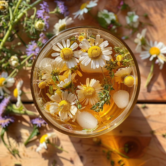 Plant-powered botanical actives in glass bottles surrounded by fresh green leaves for lash and brow growth